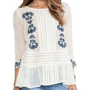 NWOT FREE PEOPLE SWISS DOT TUNIC EMBROIDERED